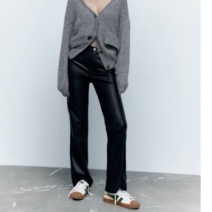 Zara Black Leather Pants Size 6